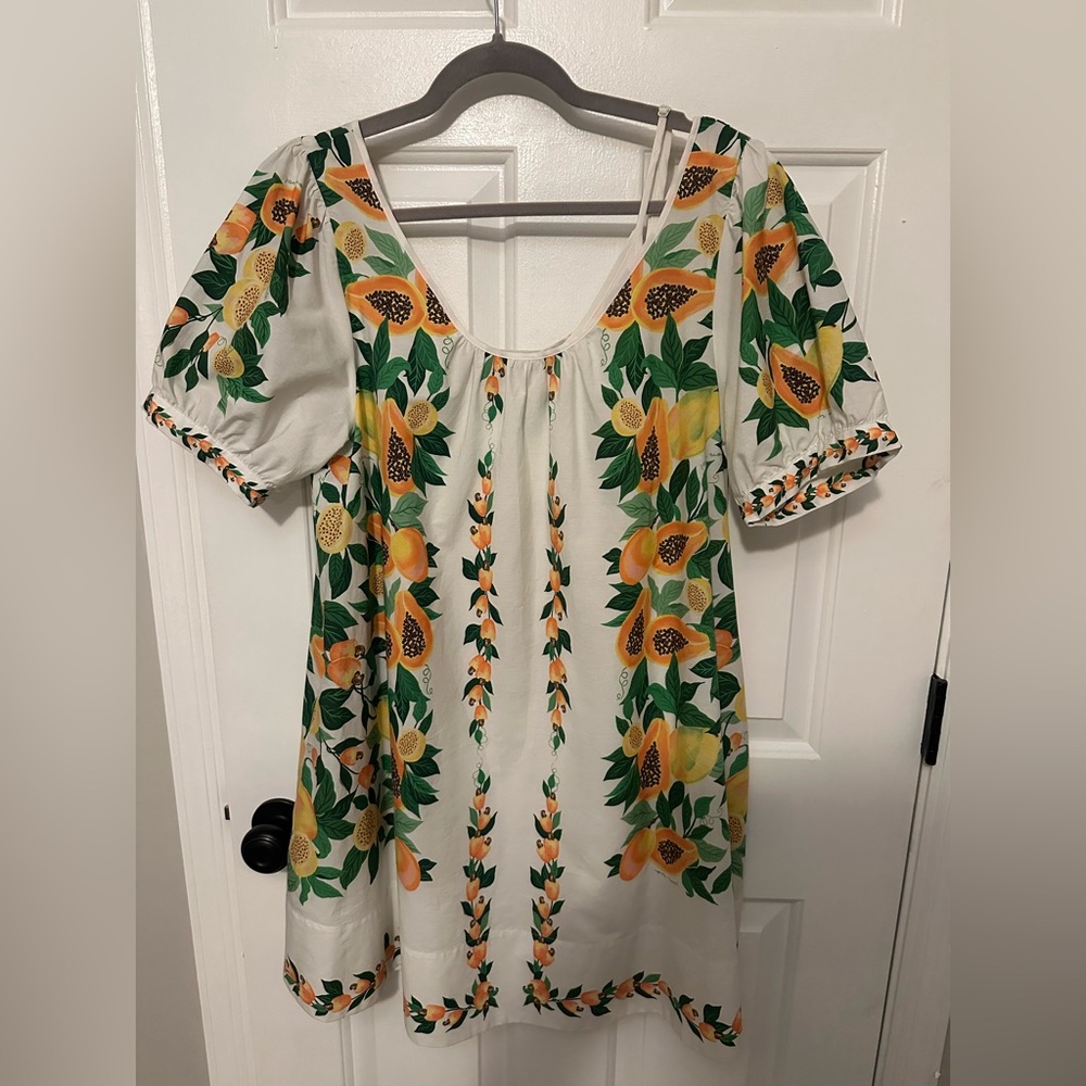 NWT FARM Rio papaya sundress with white slip dress - size M